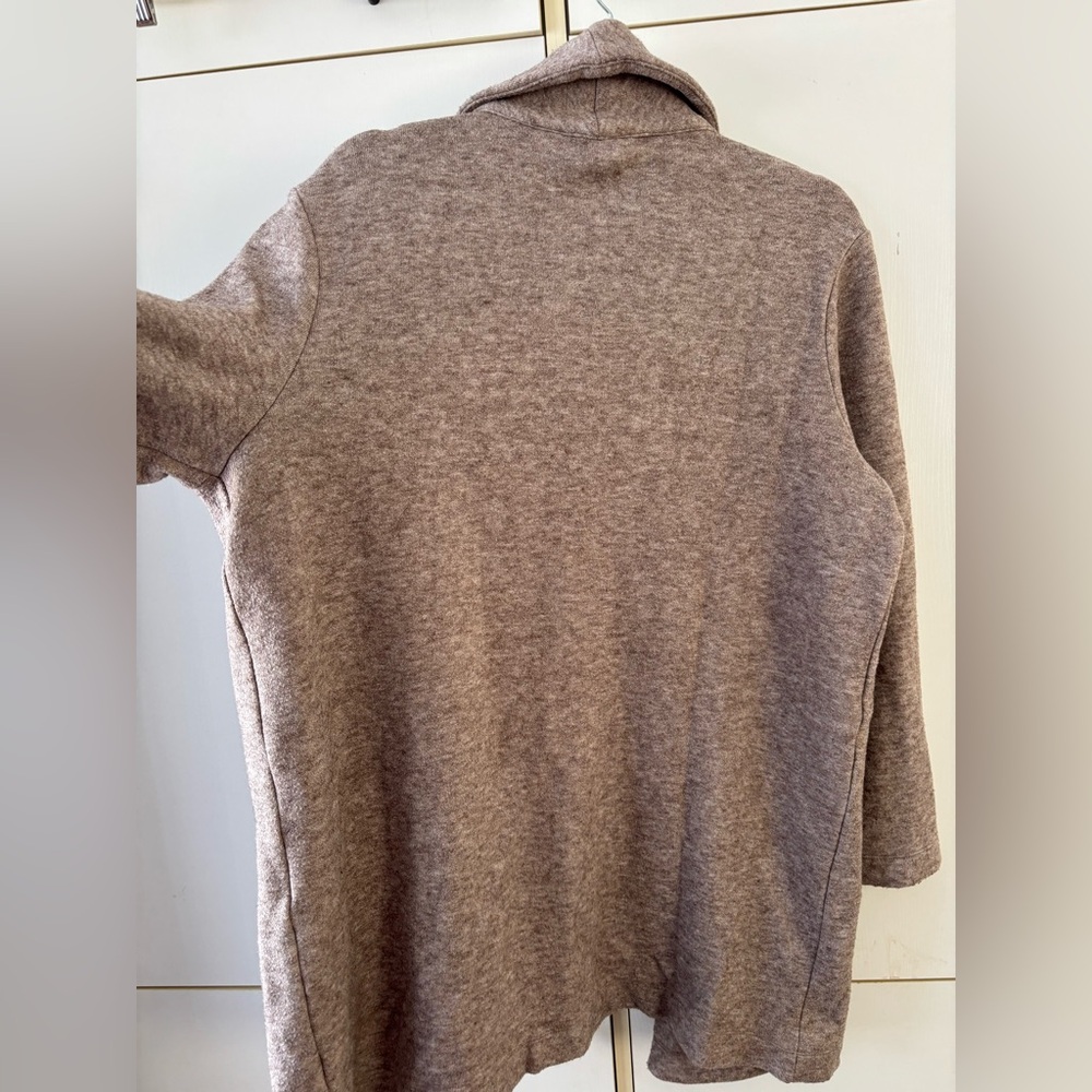 Reitmans Taupe Cozy Open Cardigan Soft Stretch Pockets Medium Fall Layer Casual - Picture 9 of 9